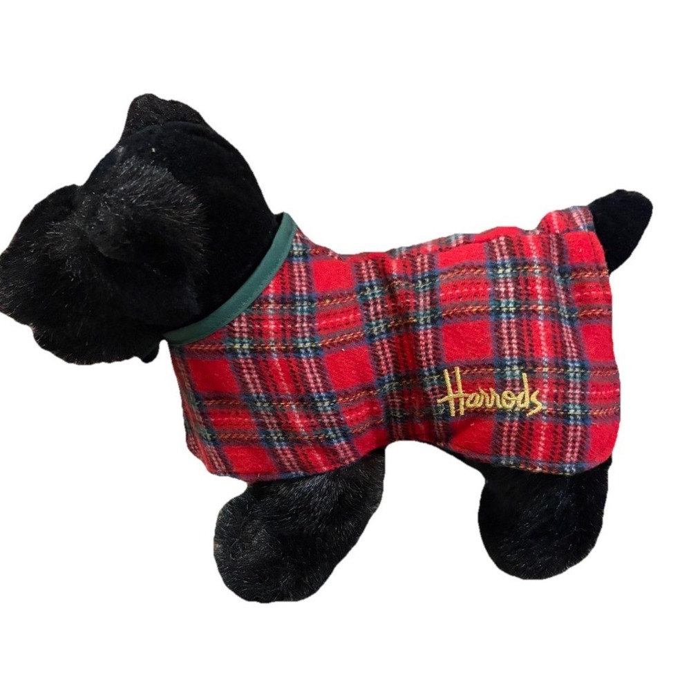 Harrods Scottish Terrier Scottie Dog Plush Red Tartan Coat Blk StuffedDog London